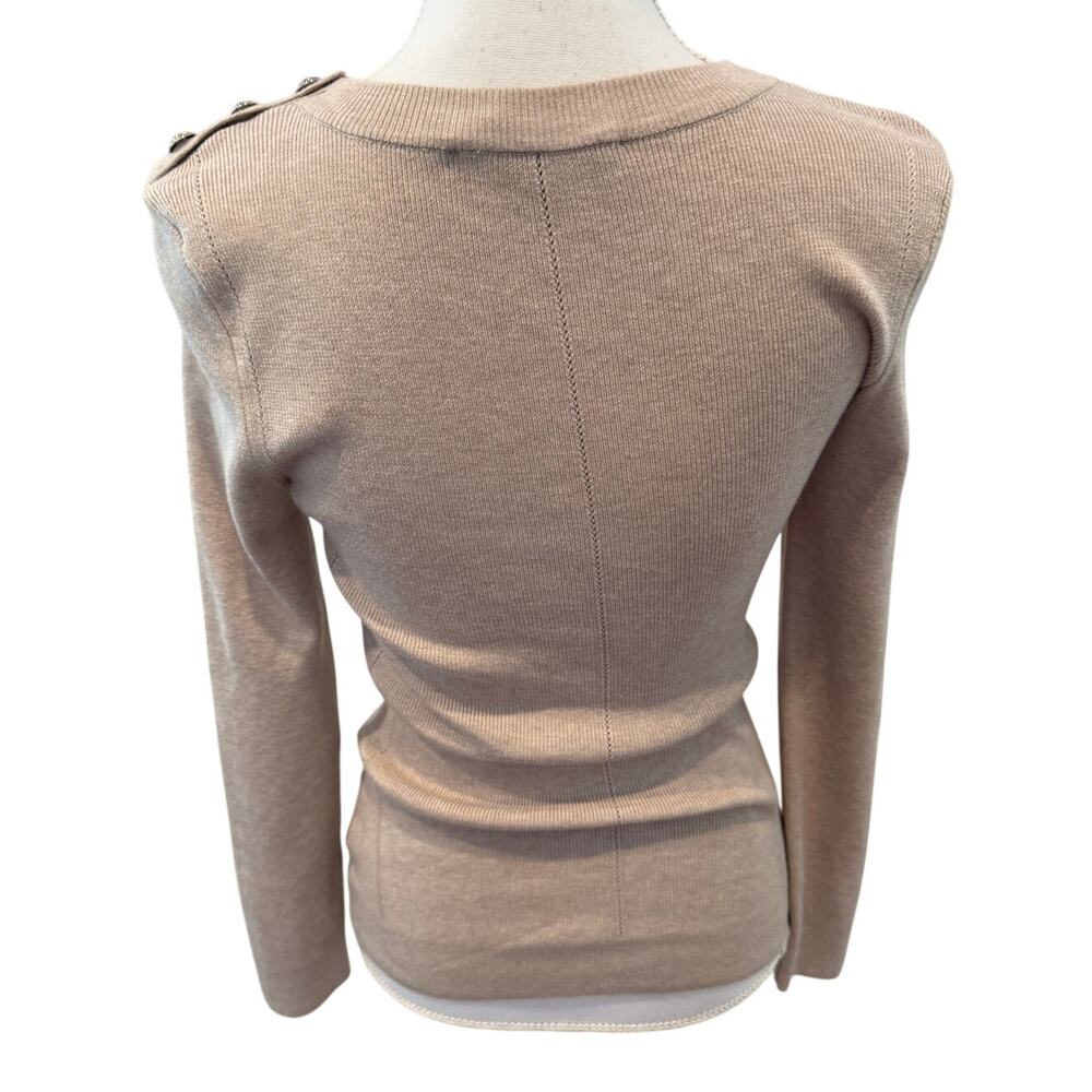 WHBM White House Black Market Ribbed Sweater Top Oatmeal S - Picture 3 of 5